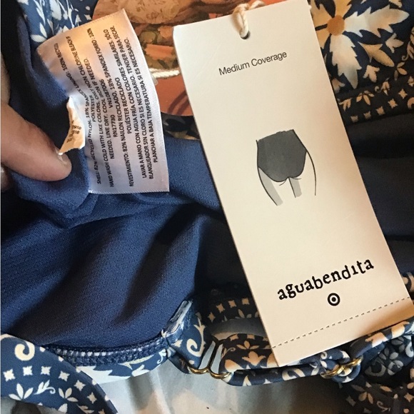 Aguabendita 3X plus size blue tile Ruffle sleeve one piece swimsuit NWT - Picture 5 of 7